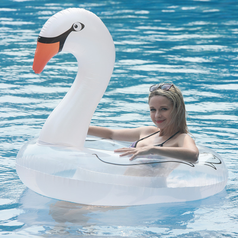 Transparent Swan Swimming Circle Inflatable Swimming Ring Giant Pool Float For Kids Adults Beach Sea Party Toys