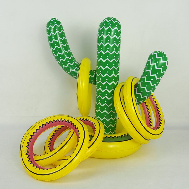 Inflatable Cactus Ring Toss Game Set Target Toss Floating Swimming Ring Toss Party Accessories Hawaiian Pool Beach Party Decoration Supplies