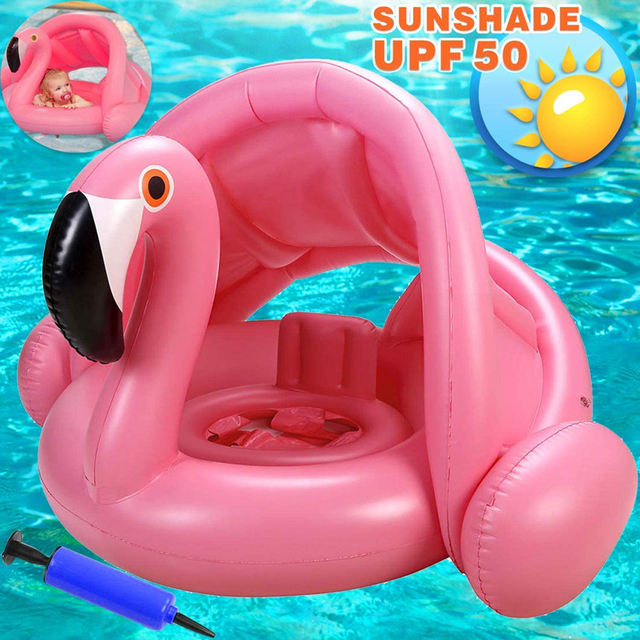 Splash Buddies Flamingo Pool Float Glitter Inflatable Swim Ring -- Fun Beach and Water Toy Lounge for Kids 