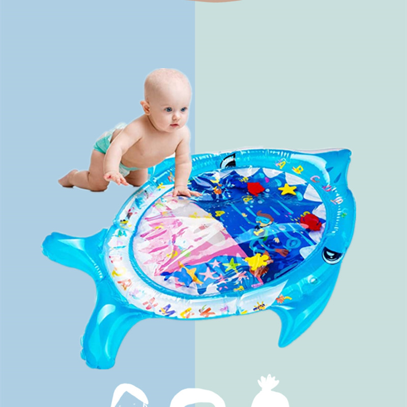 Inflatable baby water play pad Education water filled game pad shark shape water mat