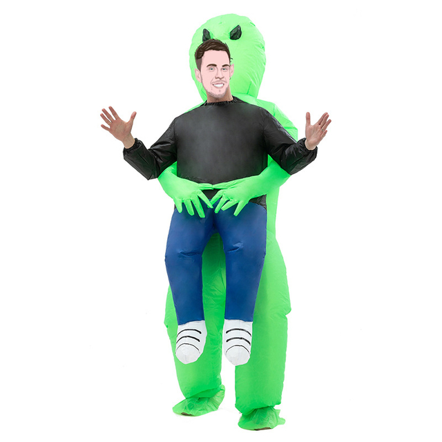 Factory Supply New Ghost Hugger Green Ghost Alien Halloween Party Spoof Performance Clothing ET Alien Inflatable Costumes