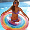 HOT Rainbow bottom print summer Pool Inflatable water toy Swim Ring Adult colorful Swim Ring