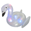 Inflatable Swan Pool Float Colorful LED Lighted Twinkling Ride-on Transparent Swan Sunbathe Mat Water Toy Mattress