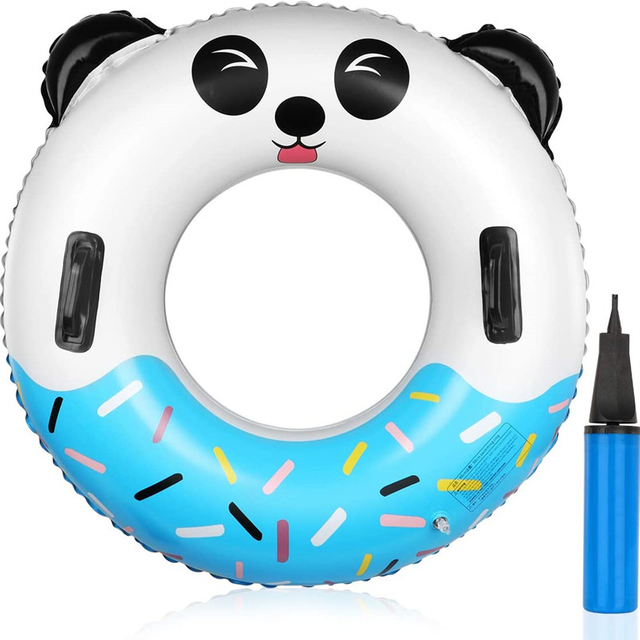 Pool Ring for Adults & Kids Health Materials Swim Ring Panda Pool Inner Tube with Handle& Inflatable Tube for Water Party