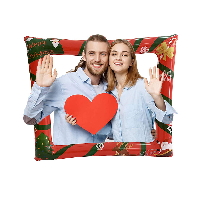 Factory Price Inflatable Christmas Photo Frame Pvc Christmas Day Toys Photo Frame Holiday Theme Models Selfie Props