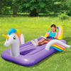 High Quantity Comfortable Flocking Inflatable Unicorn Shaped Kids Airbed With Frame Durable Folding Portable Child Camping bed