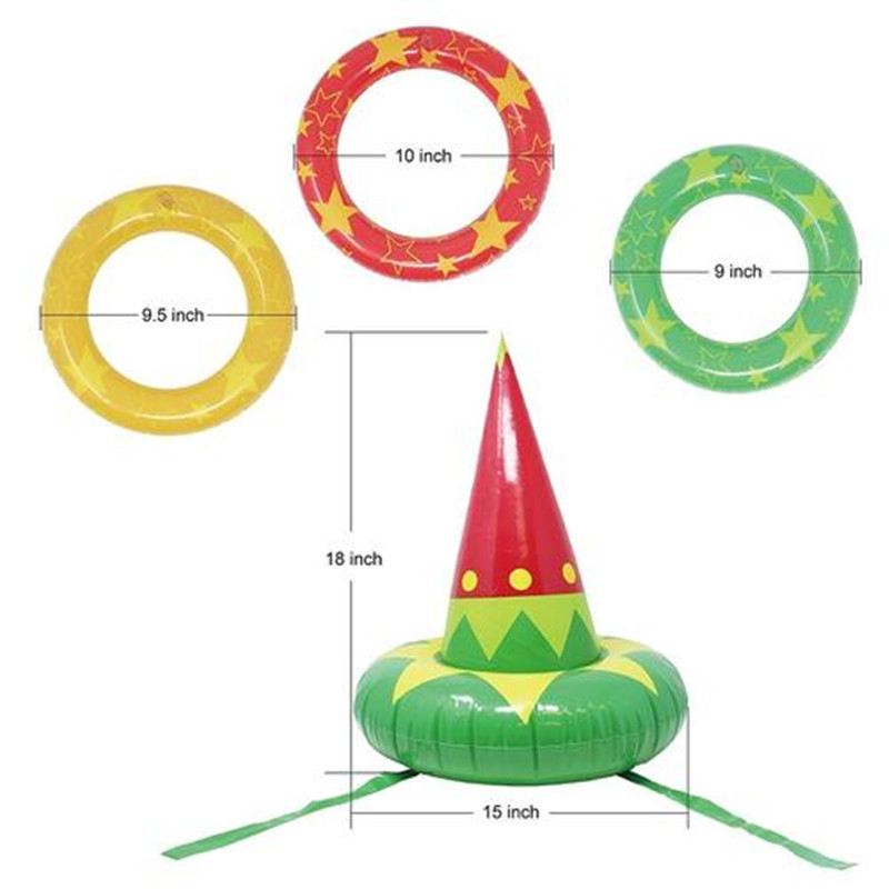  PVC Inflatable Witch Hat Toy Family Party Fun Throw Ring Interactive Game Children Education Hat Ring Toss Halloween