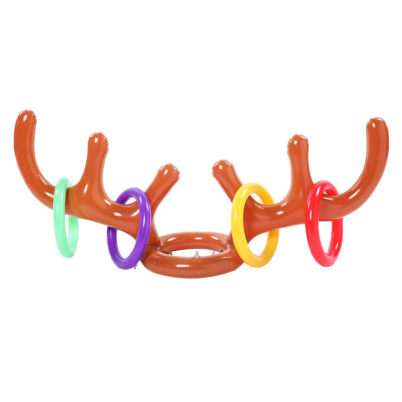 Hot Selling Available in Stock Christmas Party Throwing Ring Inflatable Antler Deer Head Collar Kids & Adults Parent-child Game