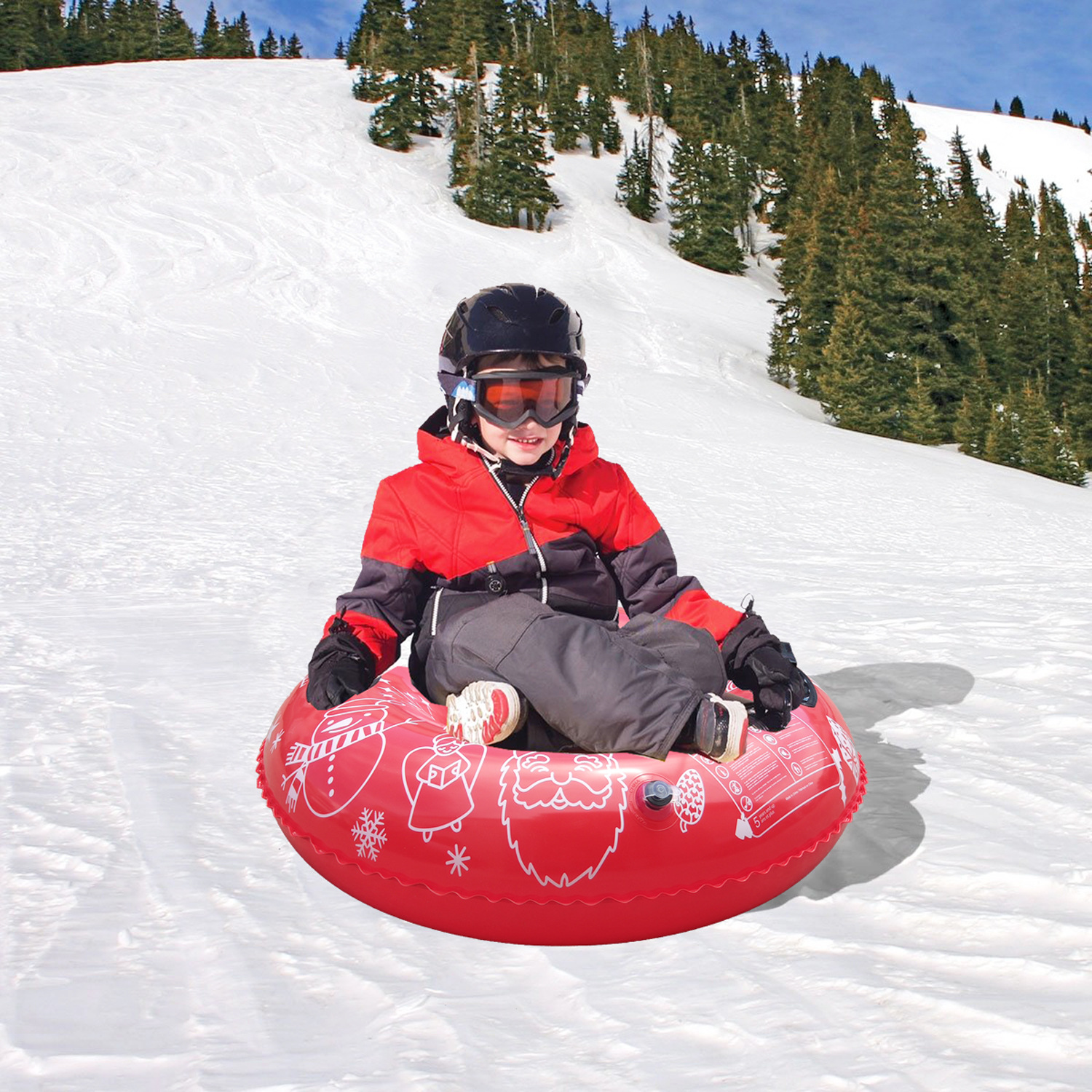 New Design Outdoor Blowing Ski Ring Children Inflatable Skiing Inflatable Cold-resistant PVC Inflatable Ski Ring Portable Foldable