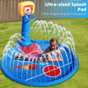 Splash Pad for Kids Sprinkler Mat with Basketball Hoop& 2 Small Basketballs