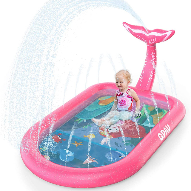 Mermaid Design Inflatable Sprinkler Pool Outside Backyard for Kids Summer Water Party